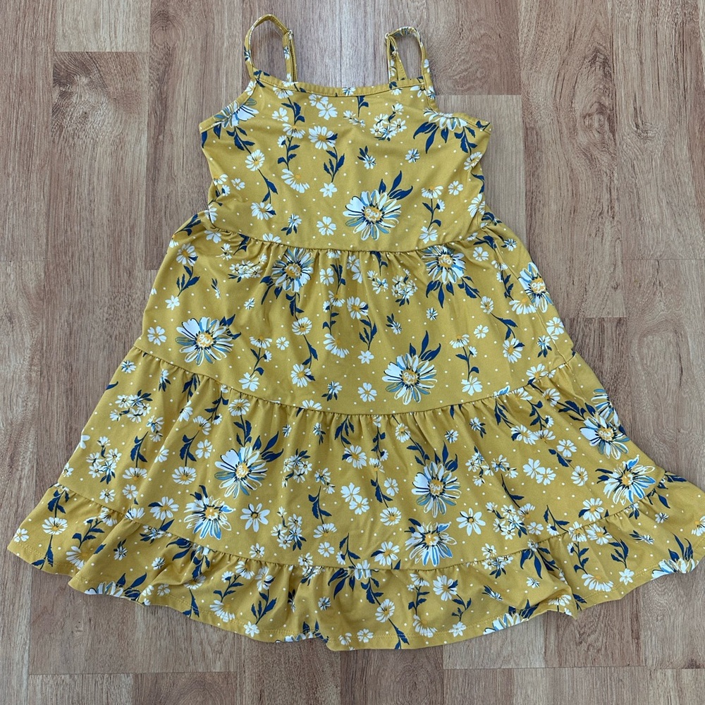Floral Yellow Kids Camisole Dress Size 7/8